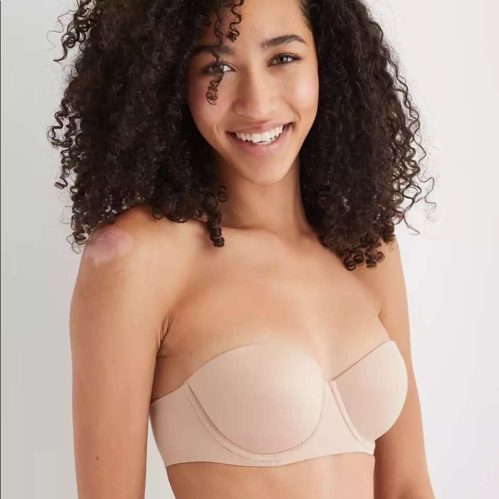 NWT Aerie Real Sunnie Strapless Lightly Lined Bra - Nude - 36C
